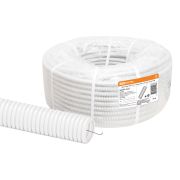 Труба гофрированная ПВХ d 25 с зондом (50 м) легкая 350Н белая TDM