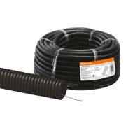 Труба гофрированная ПНД безгалогенная (HF) d 63 с зондом (15 м) легкая 350H черная TDM