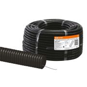 Труба гофрированная ПНД безгалогенная (HF) d 32 с зондом (50 м) легкая 350H черная TDM