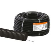 Труба гофрированная ПНД безгалогенная (HF) d 40 с зондом (25 м) легкая 350H черная TDM