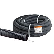 Труба гофрированная ПЛЛ безгалогенная, негорючая (FRHF) d25 с зондом (75 м) легкая черная TDM