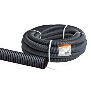 Труба гофрированная ПЛЛ безгалогенная, негорючая (FRHF) d16 с зондом (100 м) легкая черная TDM