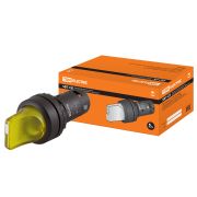 Переключатель на 3 положения SB7-CK3565 с фиксацией, 1з+1р, стандартная ручка, d22 мм, с подсветкой 24 В LED, желтый, IP40 TDM