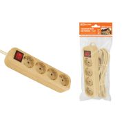 Удлинитель бытовой  У04В выключатель, 4 гнезда, 3метра,2П+3, ПВС 3х1мм2 «Эко» (сосна) 16А/250В TDM