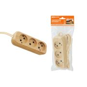 Удлинитель бытовой У3 3 гнезда, 3метра,2П б/з, ПВС 2х0,75мм2 «Эко» (сосна) 10А/250В TDM