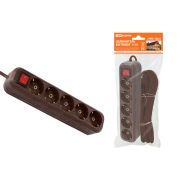 Удлинитель бытовой  У05В выключатель, 5 гнезд, 3метра,2П+3, ПВС 3х1мм2 «Эко» (бук) 16А/250В TDM