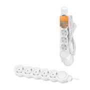 Удлинитель бытовой «Люкс» УЛ05В выкл, 5 гнезд, 5м, с/з, с з/ш, ПВС 3х1мм2 16А/250В бело-серый TDM