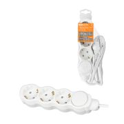 Удлинитель бытовой «Люкс» УЛ03В выкл, 3 гнезда, 5м, с/з, с з/ш, ПВС 3х1мм2 16А/250В бело-серый TDM