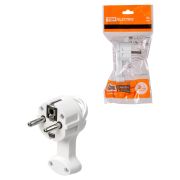 Вилка круглая плоская с кольцом белая 16А 250В TDM