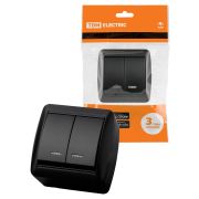 Выключатель 2-кл. открытой установки с подсветкой IP44 10А графит «Селигер» TDM