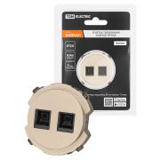 Розетка компьютерная двойная RJ45 шампань, «Байкал» TDM