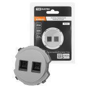 Розетка компьютерная двойная RJ45 платина, «Байкал» TDM