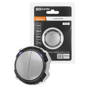 Выключатель 2-кл. 16А 250В кнопочный механизм платина, «Байкал» TDM