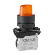 KEAZ Переключатель КПЕ1110РЛ-24В-желтый-1но+0нз-ручка-фикс-2поз-индикатор-IP40-КЭАЗ