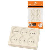 Розетка шестиместная 2П открытой установки IP20 10А с защитными шторками сл. кость «Ладога» TDM