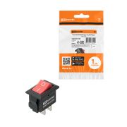 Выключатель клавишный KCD11-101 250В AC/DC, 1P, 3А, (2с), ON-OFF, черный корпус, красная клавиша, Micro TDM