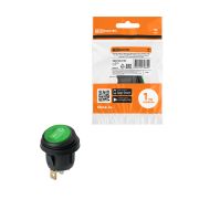 Выключатель клавишный круглый KCD2-101N/FS 250В AC/DC, 1P, 6А, (3с), ON-OFF, черный корпус, зеленая клавиша с LED подсветкой, IP54 TDM