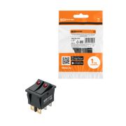 Выключатель двухклавишный KCD3-221N/D 250В AC/DC 1P 15А (6с) ON-OFF черный с красной точечной LED подсветкой TDM