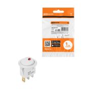 Выключатель клавишный круглый KCD2-101N-2 12В AC/DC, 1P, 16А, (3с), ON-OFF, белый с красной точечной LED подсветкой TDM