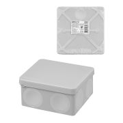 Распаячная коробка, двухкомпонентная, ОП 100х100х50 мм, IP66, 8 вх., серая, инд. штрихкод TDM